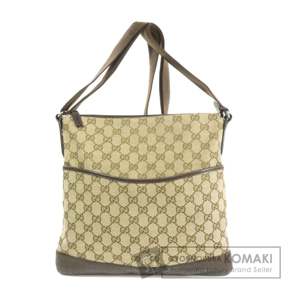 Gucci GG Canvas messenger bag brown perforated leather trim
